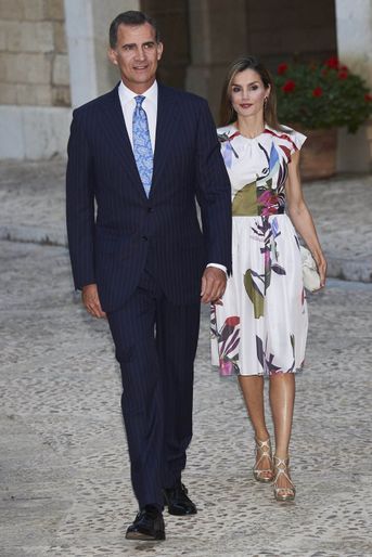 La reine Letizia et le roi Felipe VI d'Espagne à Palma de Majorque, le 7 août 2016