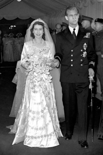 Le jour de son mariage avec Philip Mountbatten, le 20 novembre 1947