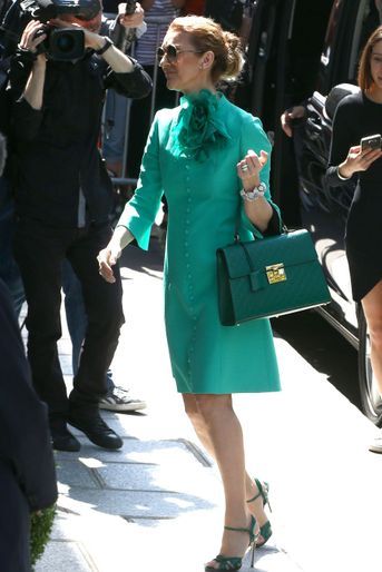 Céline Dion à la sortie de son hôtel, le Royal Monceau, 2016