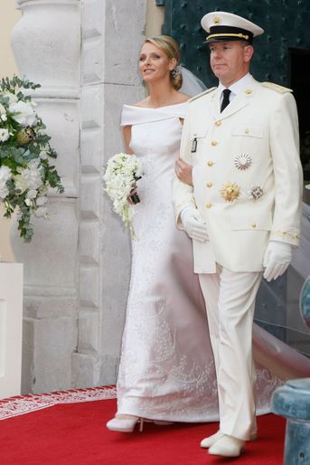 La princesse Charlène avec le prince Albert II de Monaco, à Monaco le 2  juillet 2011