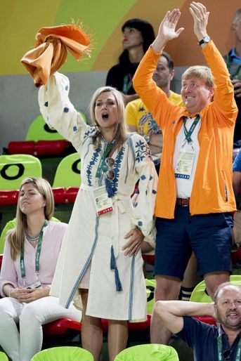 La reine Maxima des Pays-Bas, avec le roi Willem-Alexander, aux JO de Rio, le 15 août 2016