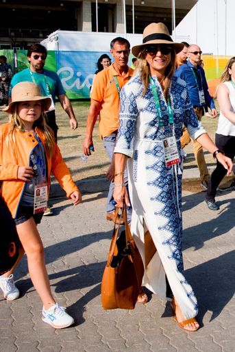 La reine Maxima des Pays-Bas, avec sa fille Ariane, aux JO de Rio, le 19 août 2016