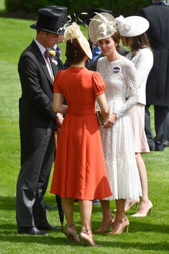 Le prince William et la duchesse Catherine de Cambridge avec la princesse Mary de Danemark au Royal Ascot, le 15 juin 2016