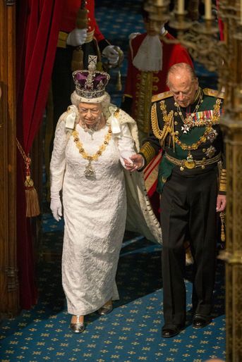 La reine Elizabeth II et le prince Philip au Parlement à Londres, le 18 mai 2016