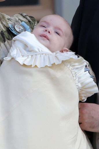 Le prince Nicolas de Suède le jour de son baptême à Stockholm, le 11 octobre 2015