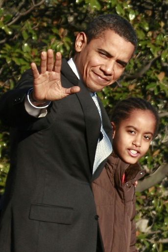 Barack Obama et sa fille Malia, en février 2009.
