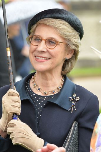 La duchesse de Gloucester dans les jardins de Buckingham Palace, le 10 mai 2016