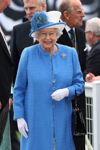 La reine Elizabeth II avec les princes Philip et Andrew au Derby d&#039;Epsom, le 4 juin 2016