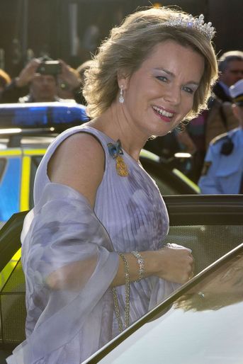 La reine Mathilde de Belgique à Stockholm, le 30 avril 2016