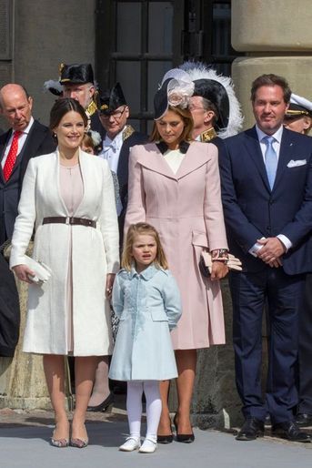 Les princesses Sofia, Estelle et Madeleine de Suède et Christopher O'Neill à Stockholm, le 30 avril 2016