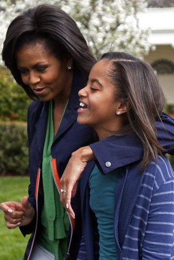 Michelle Obama et sa fille Malia, en avril 2009.