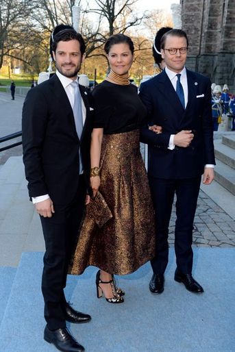 La princesse Victoria et les princes Daniel et Carl Philip de Suède à Stockholm, le 29 avril 2016