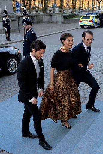 La princesse Victoria et les princes Daniel et Carl Philip de Suède à Stockholm, le 29 avril 2016