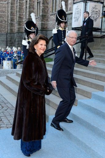 La reine Silvia et le roi Carl XVI Gustaf de Suède à Stockholm, le 29 avril 2016