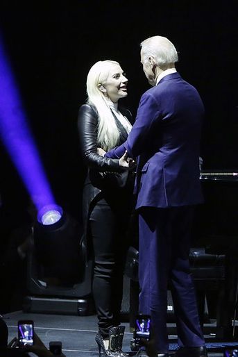 Lady Gaga unis contre les violences faites aux femmes, à Las Vegas, le 7 avril 2016