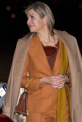 La reine Maxima des Pays-Bas à l'aéroport de Villacoublay, le 9 mars 2016
