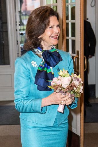 La reine Silvia de Suède à Stockholm, le 7 avril 2016