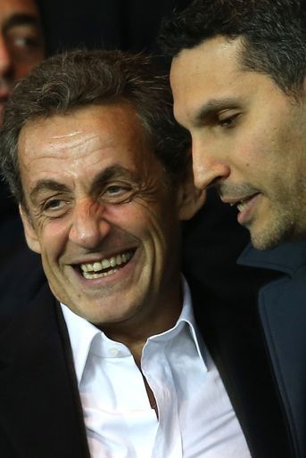 Nicolas Sarkozy avec le président du club de football Manchester City, Khaldoon Al Mubarak 