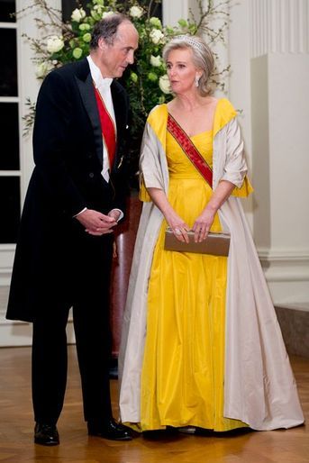 La princesse Astrid de Belgique et son mari l&#039;archiduc Lorentz au château de Laeken à Bruxelles, le 8 mars 2016