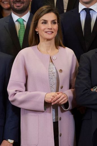 La reine Letizia d'Espagne au Palais de la Zarzuela à Madrid, le 17 février 2016