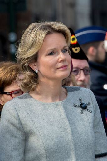 La reine Mathilde de Belgique à Bruxelles, le 3 avril 2016