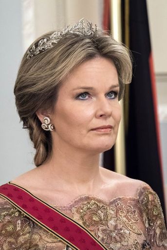La reine Mathilde de Belgique au château de Laeken à Bruxelles, le 8 mars 2016