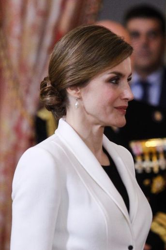 La reine Letizia d&#039;Espagne au Palais royal à Madrid, le 6 janvier 2016
