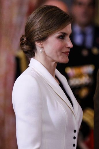La reine Letizia d&#039;Espagne au Palais royal à Madrid, le 6 janvier 2016
