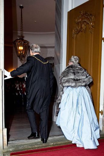 La reine Margrethe II de Danemark et le prince consort Henrik au dîner du Nouvel An à Copenhague, le 1er janvier 2016