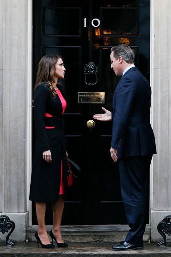 La reine Rania de Jordanie reçue par David Cameron à Londres, le 8 janvier 2016