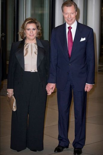 La grande-duchesse Maria Teresa et le grand-duc Henri de Luxembourg aux 95 ans du grand-duc Jean, le 9 janvier 2016