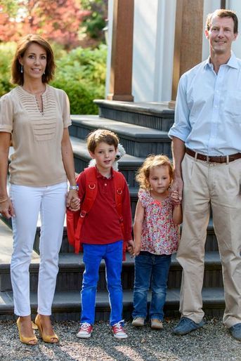 La princesse Marie et le prince Joachim de Danemark avec le prince Henrik et la princesse Athena à Copenhague, le 14 août 2015