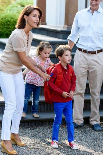 La princesse Marie et le prince Joachim de Danemark avec le prince Henrik et la princesse Athena à Copenhague, le 14 août 2015