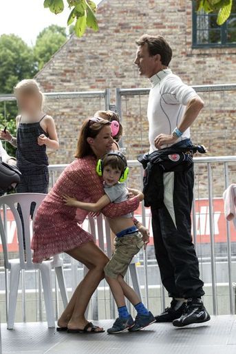 La princesse Marie et le prince Joachim de Danemark avec leurs enfants Henrik et Athena à Copenhague, le 2 août 2015