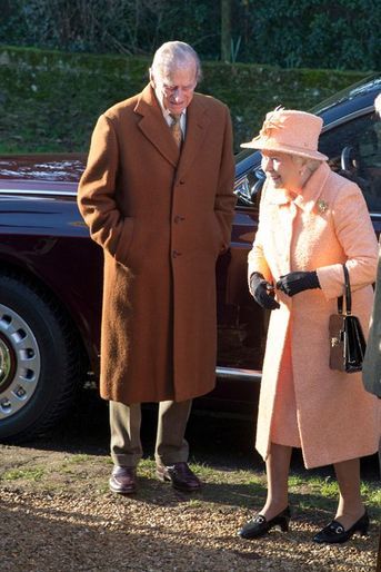La reine Elizabeth II avec le prince Philip à Hillington, le 17 janvier 2016