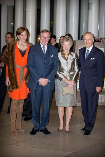 Le prince Jean de Luxembourg et l&#039;archiduchesse Marie-Astrid d&#039;Autriche, avec leurs conjoints, aux 95 ans de leur père le grand-duc Jean, le 9 janv...