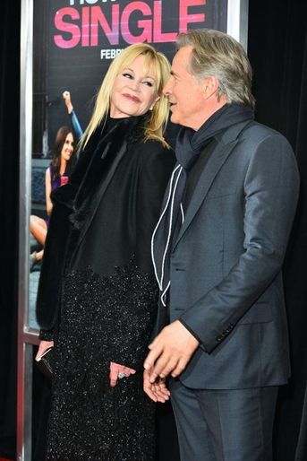 Melanie Griffith et Don Johnson à la première de "Célibataire, mode d'emploi" à New York, le 3 février 2016