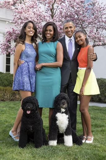 Carte de voeux pour Pâques de la famille Obama, avec Bo et Sunny