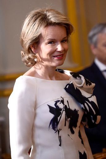 La reine Mathilde de Belgique au Palais royal à Bruxelles le 7 janvier 2016