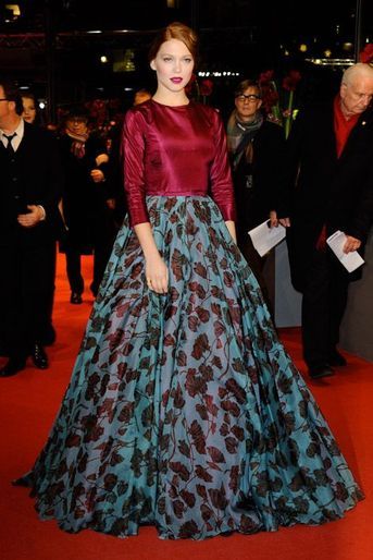 L&#039;actrice Léa Seydoux en Prada pour la première de &quot;La Belle et la bête&quot; à Berlin, le 14 février 2014