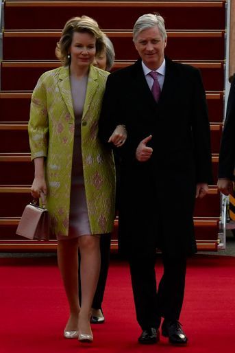 La reine des Belges Mathilde en Emporio Armani en Corée du Sud, le 25 mars 2019