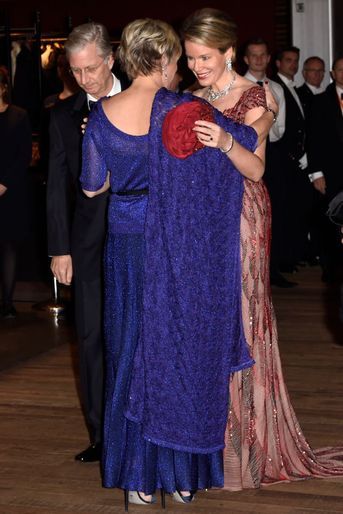 La princesse Laurentien des Pays-Bas avec la reine Mathilde et le roi Philippe de Belgique à Amsterdam, le 29 novembre 2016