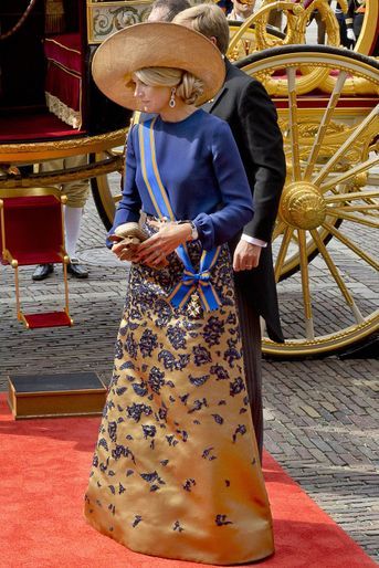 La reine Maxima des Pays-Bas dans une robe Claes Iversen à La Haye, le 20 septembre 2016