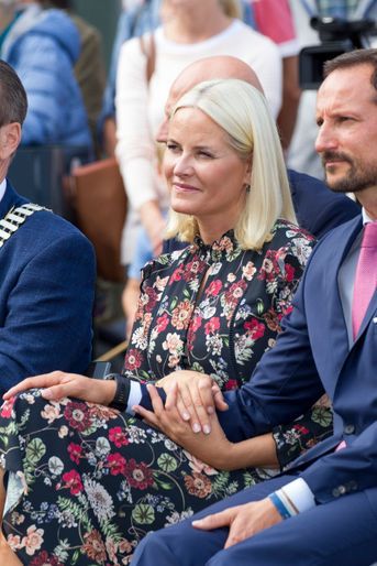 La princesse Mette-Marit et le prince Haakon de Norvège à Holmestrand, le 4 septembre 2018