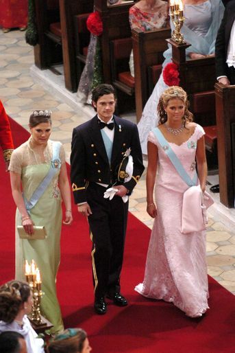 Les princesses Victoria et Madeleine et le prince Carl Philip de Suède à Copenhague, le 14 mai 2004