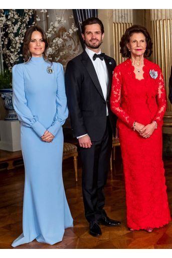 La princesse Sofia, le prince Carl Philip et la reine Silvia de Suède à Stockholm, le 14 mars 2019
