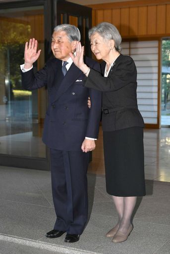 L'empereur Akihito et l'impératrice Michiko du Japon à Tokyo, le 4 avril 2019
