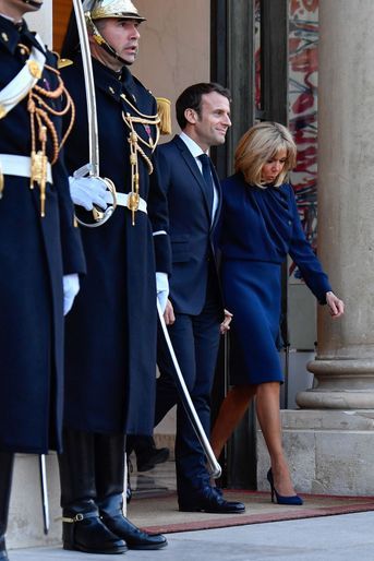 Emmanuel et Brigitte Macron vendredi à l&#039;Elysée. 