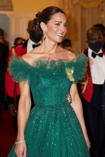 Le chignon de Kate Middleton à Kingston en Jamaïque, le 23 mars 2022