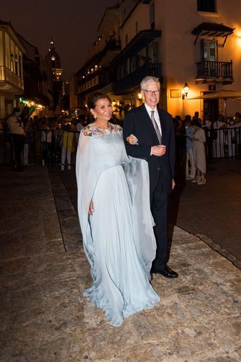 Le prince Nikolaus de Liechtenstein, le père du marié, avec Chiqui Echavarria, la mère de la mariée, à Carthagène des Indes, le 25 mars 2022